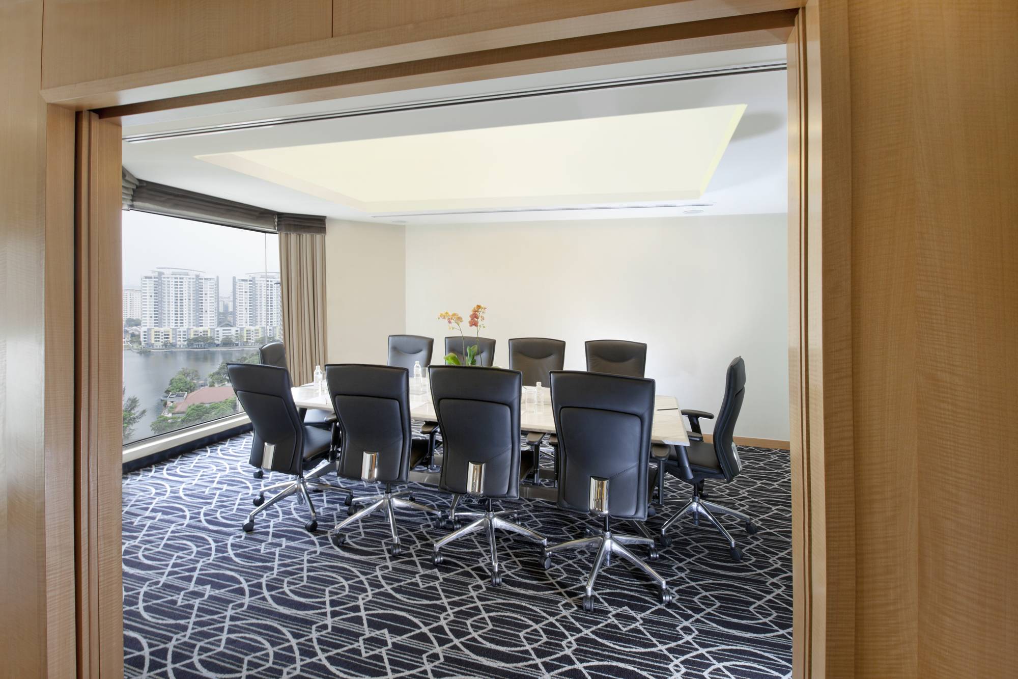 Spacious boardroom featuring stunning view
