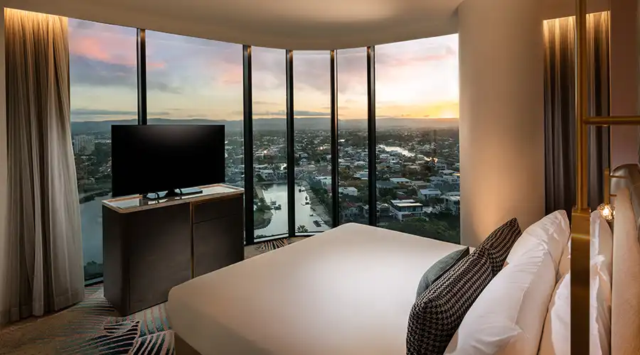 King Bed in a spacious hotel guestroom