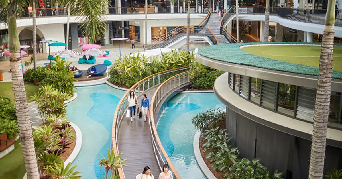 Aerial view of Pacific Fair shopping centre