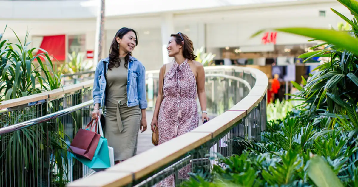 friends shopping at pacific fair shopping mall