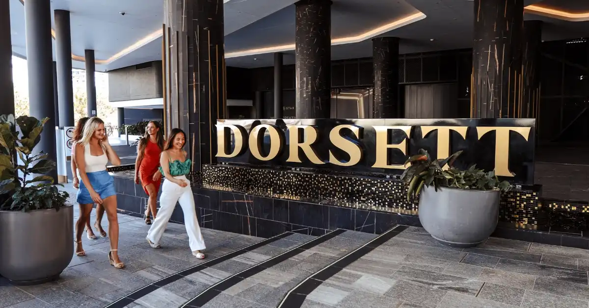 Women walk into the Dorsett Gold Coast hotel
