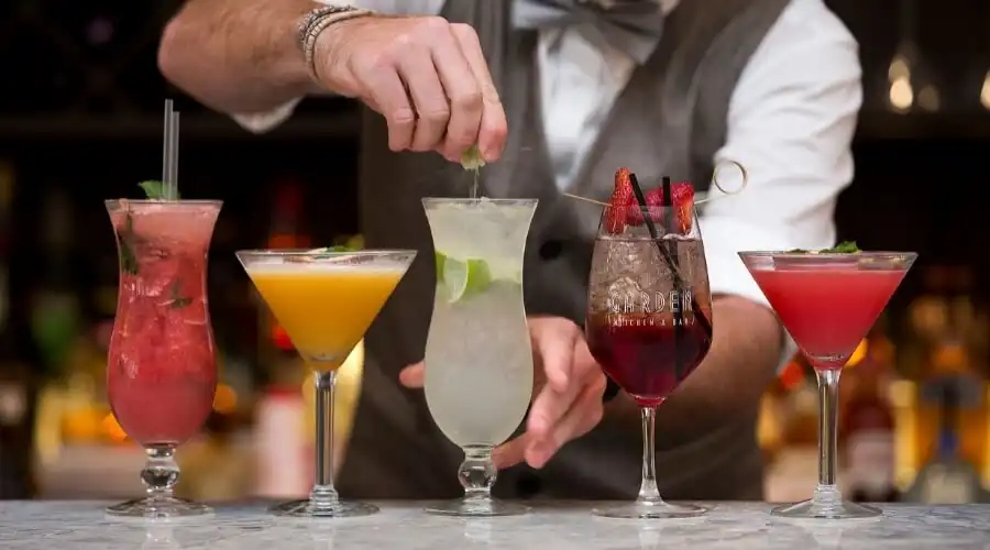 Drinks on bar at Garden Kitchen & Bar Drinks on bar at Garden Kitchen & Bar