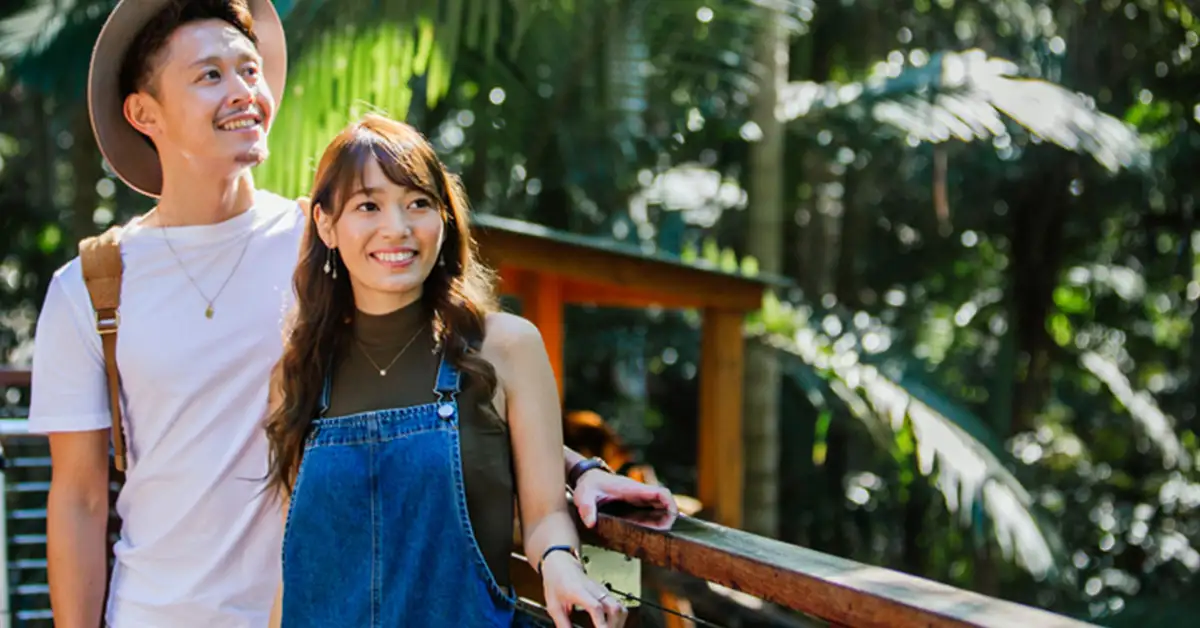 Couple exploring Currumbin Wildlife Sanctuary