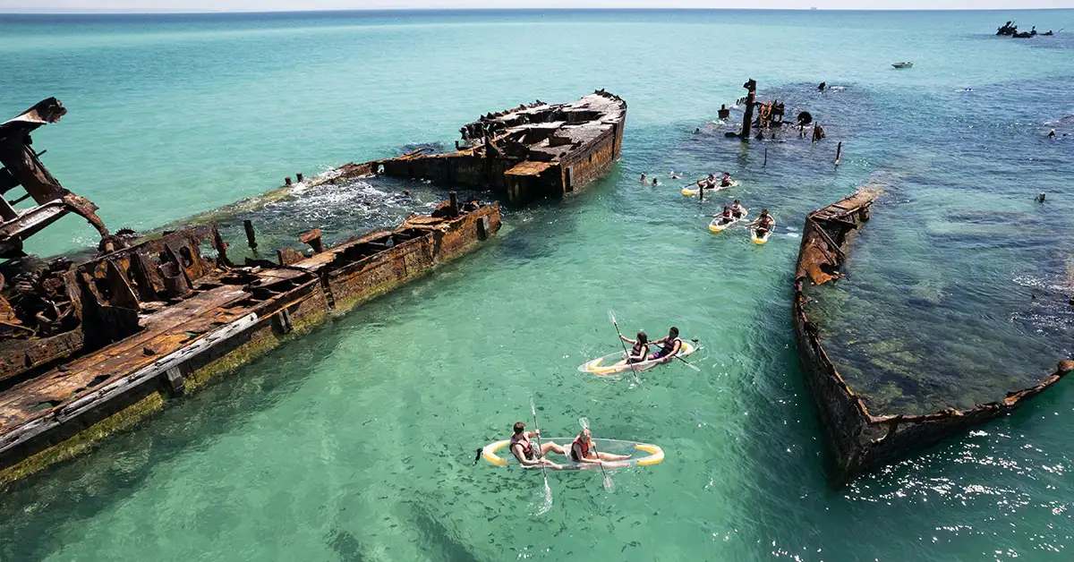 moreton island exploring the tangalooma shipwrecks by kayak or snorkle