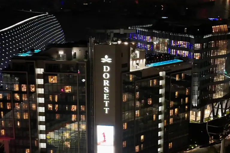Panoramic view of Dorsett Kai Tak Hotel exterior