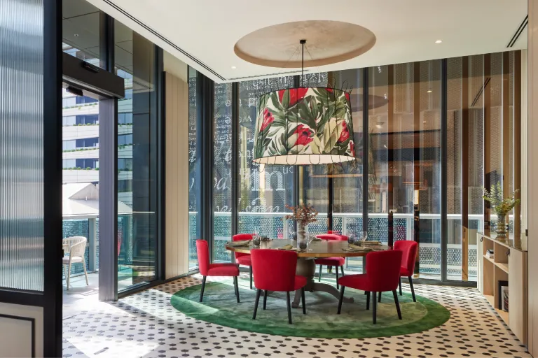 Cabaret-style meeting room set up at Dorsett Melbourne.