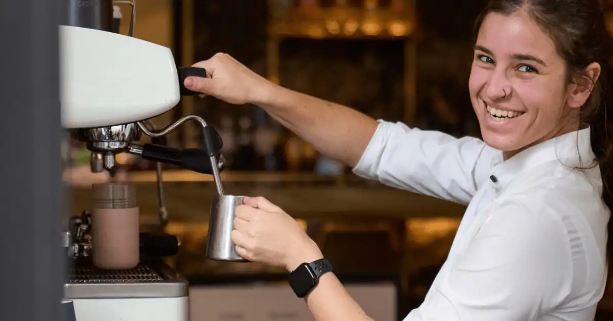 A barista making coffee at Little Jin, Dorsett Melbourne A barista making coffee at Little Jin, Dorsett Melbourne