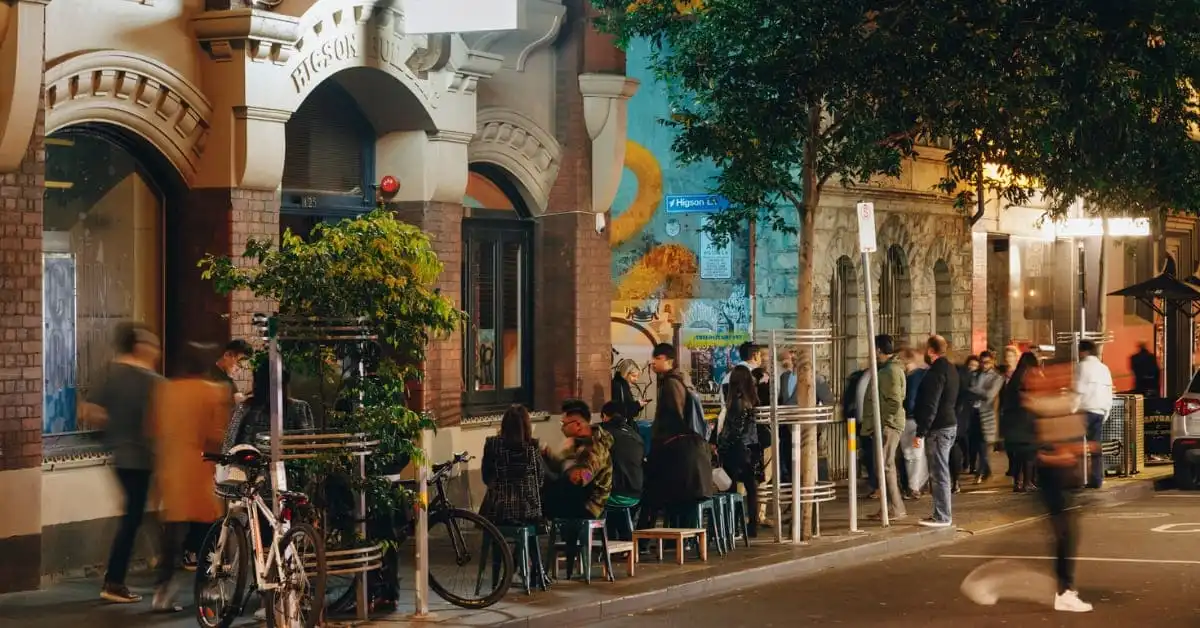 A bustling Melbourne street at night&nbsp;