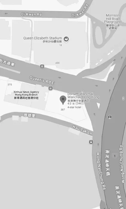 Map of the area around Dorsett Wanchai