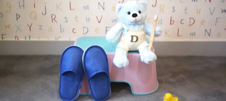 Bathroom Stool and Kid-size Slippers