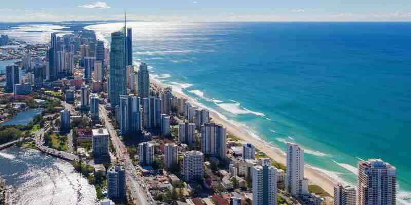 Surfers Paradise City and Ocean View From Above