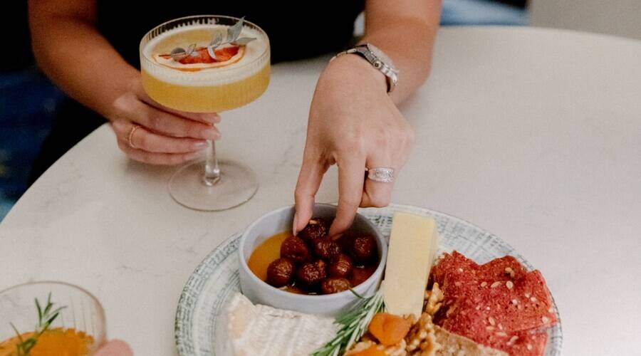 Cocktails and a charcuterie board at Jin Café & Bar